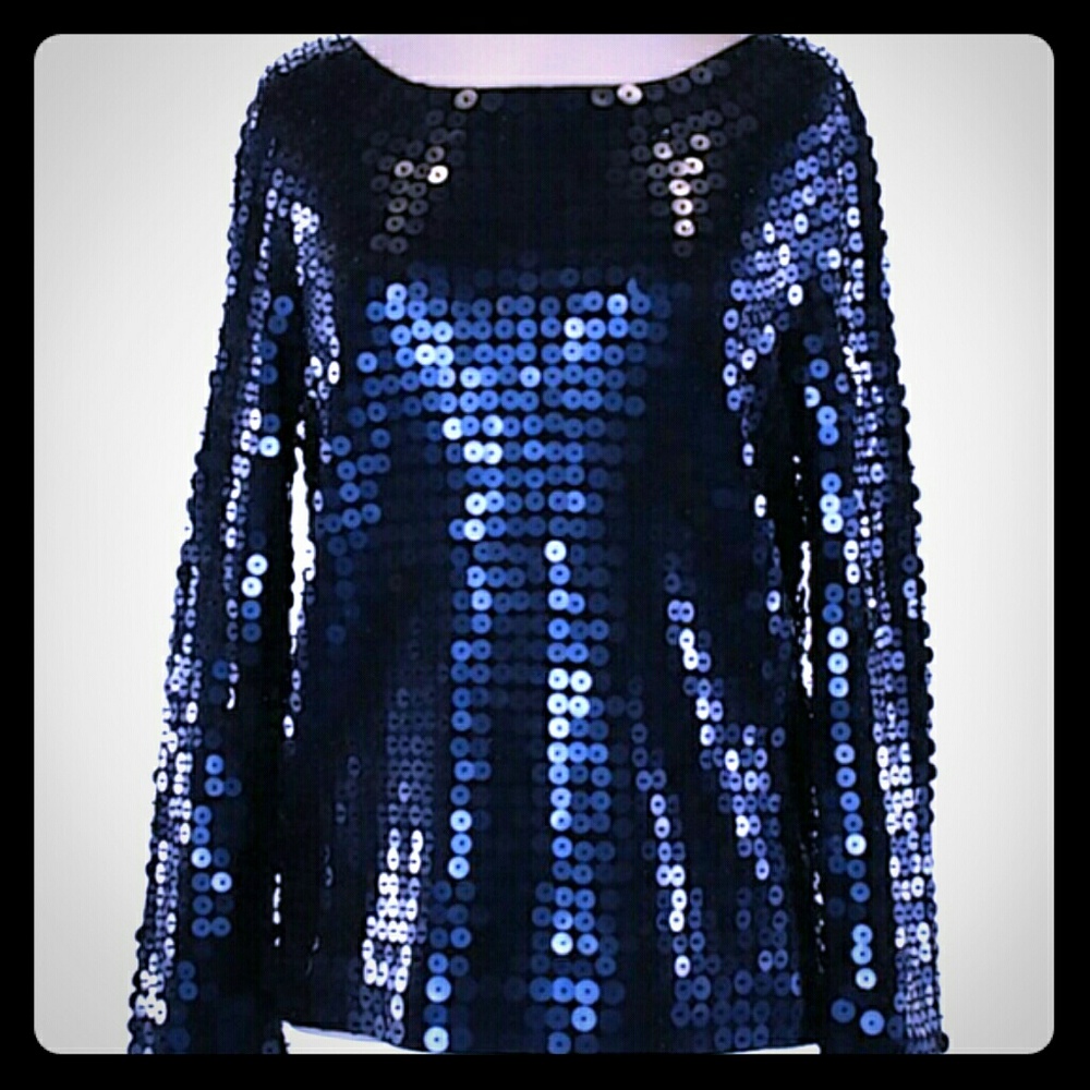 Jcrew blue sequin night out top